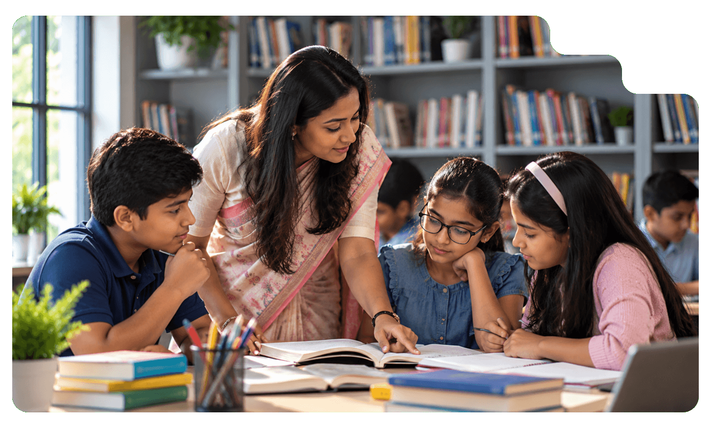 Trainer supporting learners with study resources and guidance